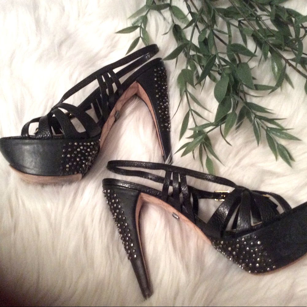 L.A.M.B. Strappy 4” Heels, with Bag
